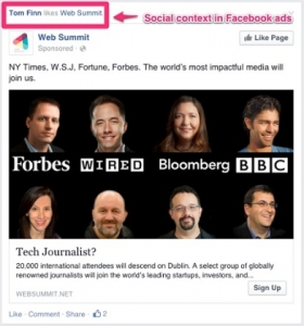Social context in Facebook ads